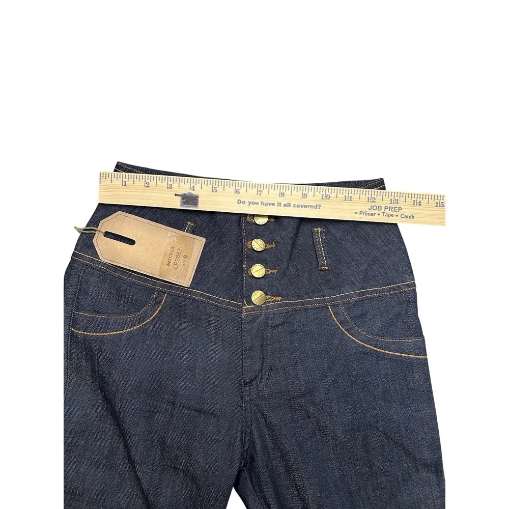Watch LA High Waisted Skinny Jeans Dark Indigo Wash Button Fly Flattering Size 9
